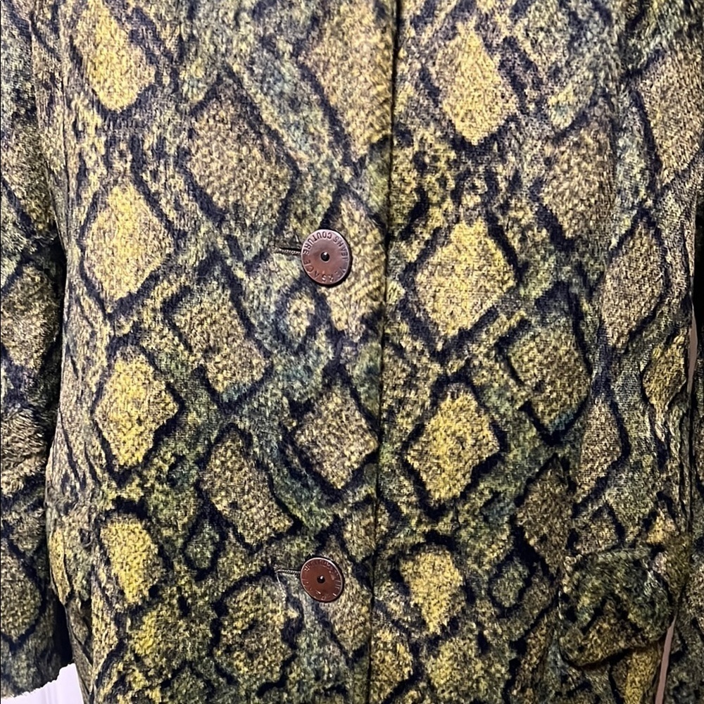 Versace vintage Y2K Vibrant green/ yellow Python faux fur Coat size M - Picture 6 of 14